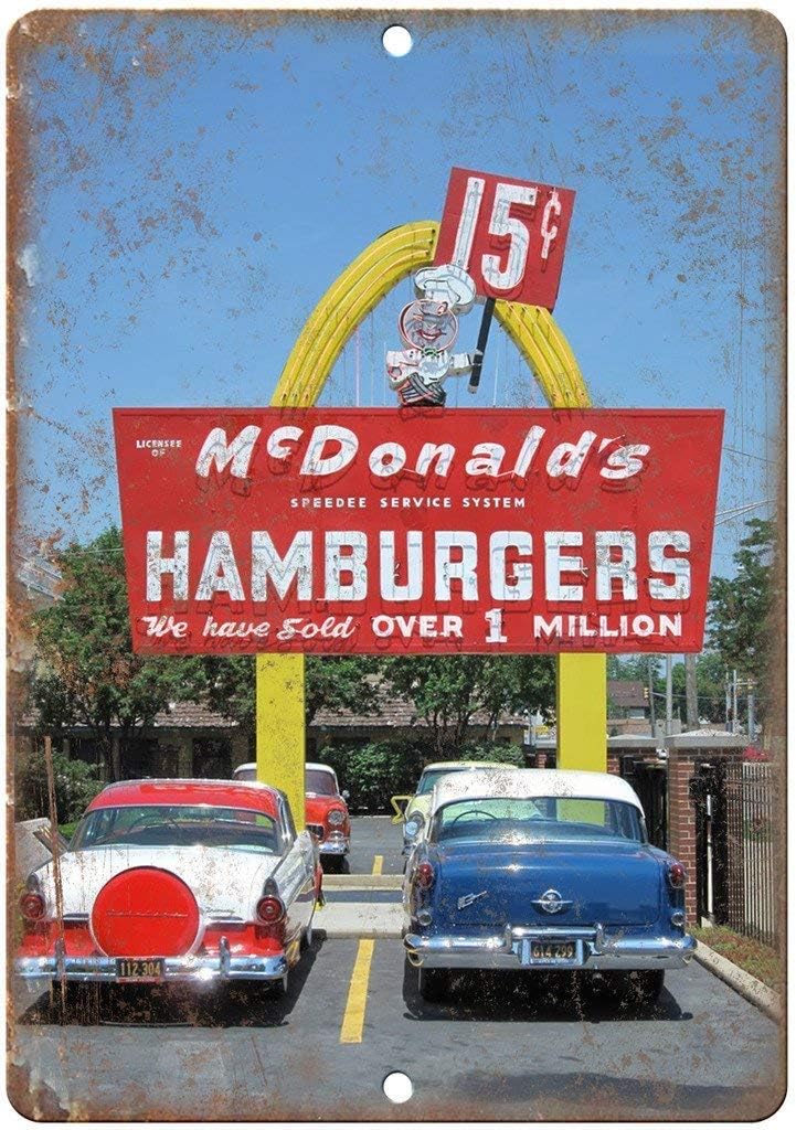 Art Craft Kitchen - Metal Tabela - McDonalds Hamburger Neon