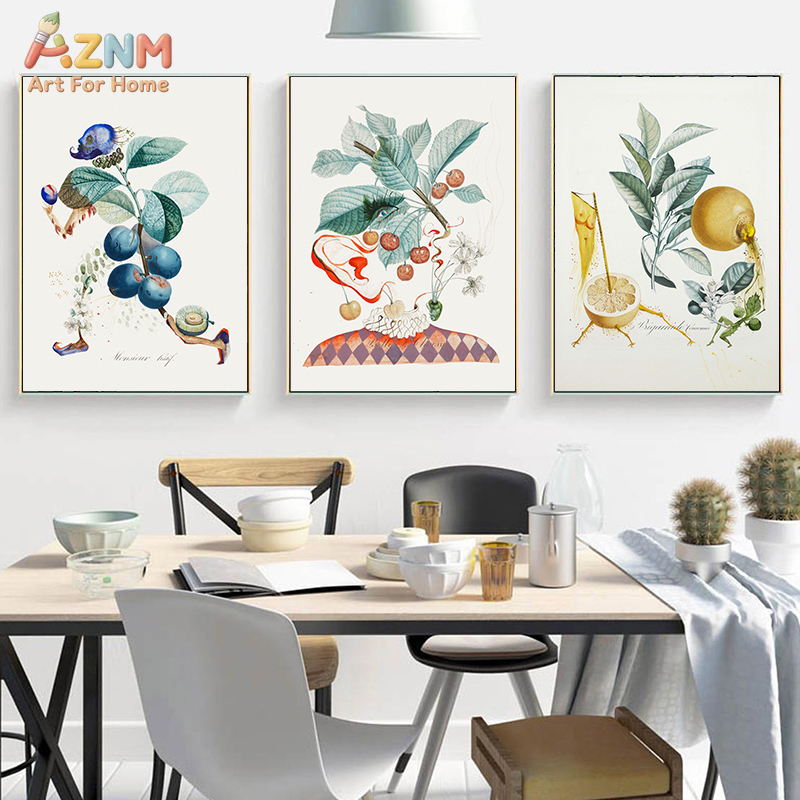 Art Craft Kitchen - AZNM Gerçeküstü Botanik Meyve Figürü Kanvas