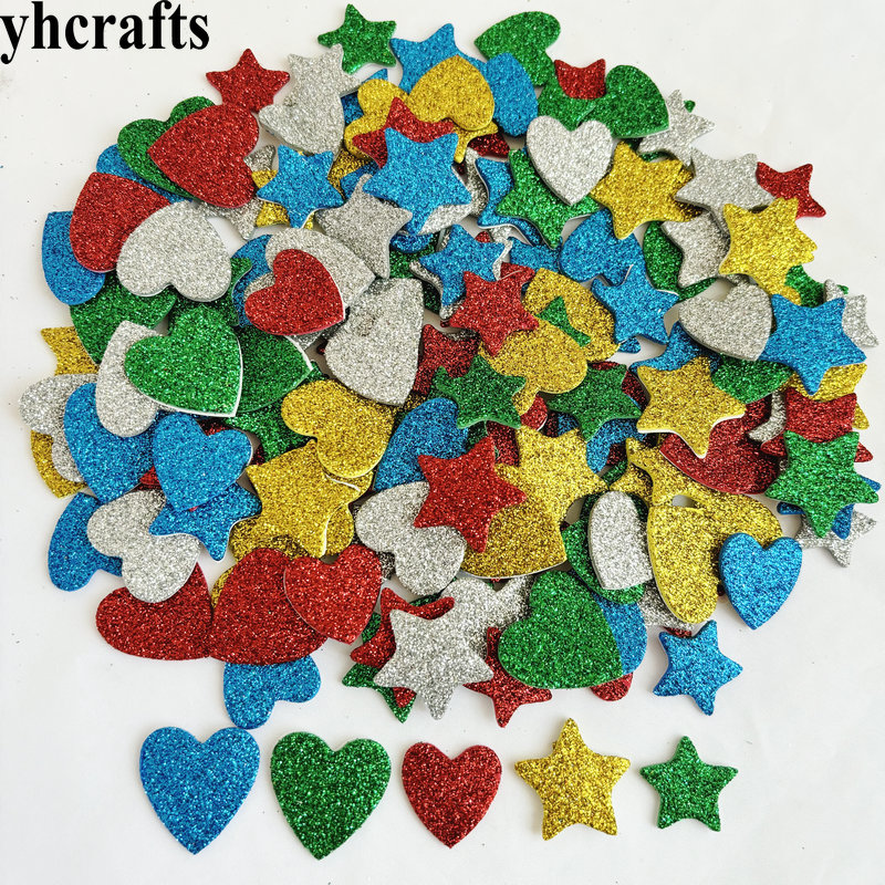 Art Craft Kindergarten - 150 adet/grup. Glitter yıldız ve kalpler