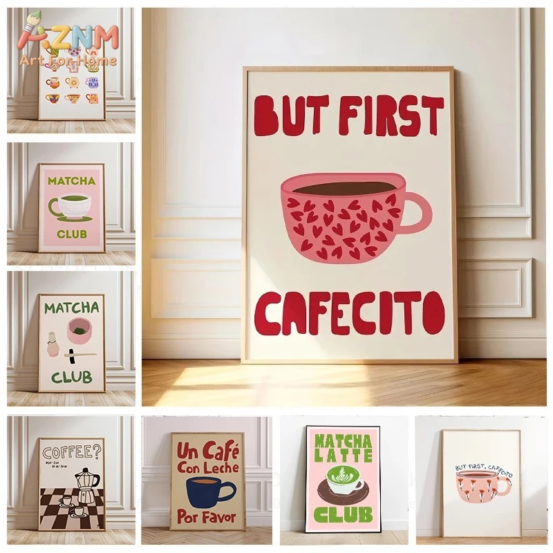 Art Craft Kitchen - Ama Önce Cafecito Kahve Matcha Kanvas
