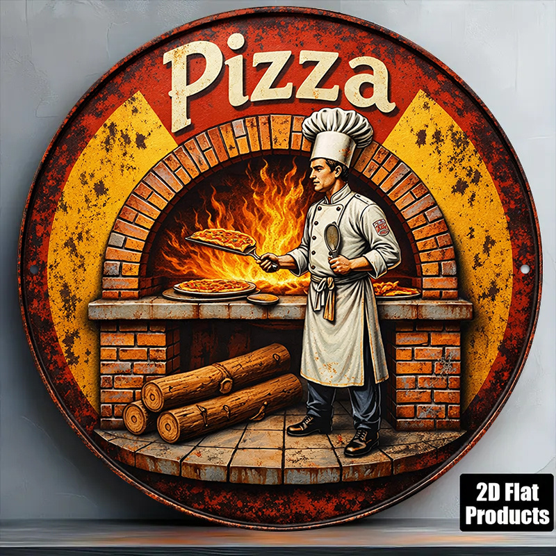 Art Craft Kitchen - 2D Retro Metal Tabela, Vintage Pizza